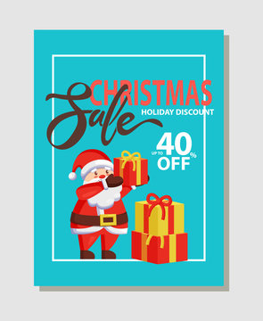 Christmas Sale Holiday Discount 40 Off Vector