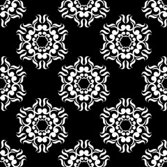 White floral seamless pattern on black background