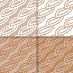 Geometric ornamental patterns. Set of beige seamless backgrounds