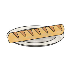 Baguette french bread icon vector illustration graphic design