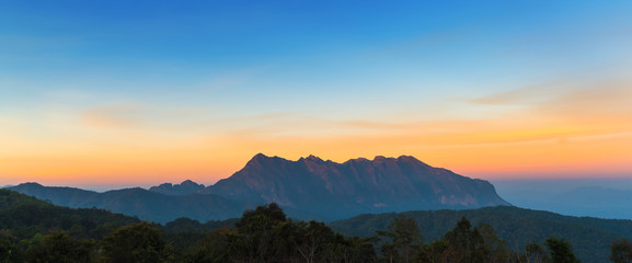 Fototapeta na wymiar Beautiful Panorama of Doi Luang Chiang Dao Mountain in Chiang Mai province Thailand. The second highest mountain in Northern Thailand