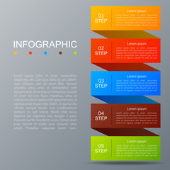 Infographic ribbon in modern fashion timeline of five options