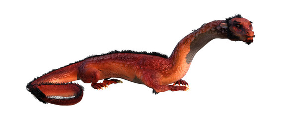 3D Rendering Eastern Dragon on White