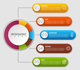 Fototapeta na wymiar Infographic design marketing icons layout business concept with 5 options