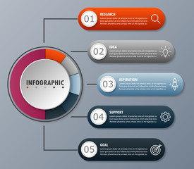 Infographic design marketing icons layout business concept with 5 options