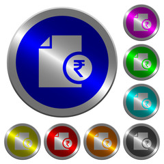 Indian Rupee financial report luminous coin-like round color buttons