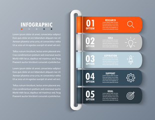 Infographic elements in modern fashion timeline of five options