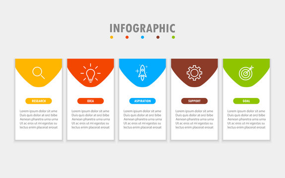  Infographics 5 steps with square 