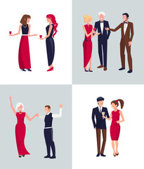 People at Party on Vector Illustration White