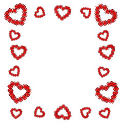 red heart on the white background. Colorful Valentine. Abstraction with colorful hearts. Postcard