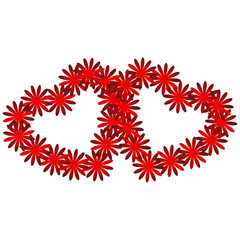 red heart on the white background. Colorful Valentine. Abstraction with colorful hearts. Postcard