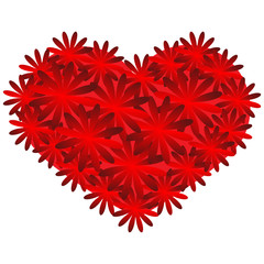 red heart on the white background. Colorful Valentine. Abstraction with colorful hearts. Postcard