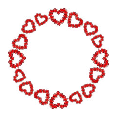 red heart on the white background. Colorful Valentine. Abstraction with colorful hearts. Postcard