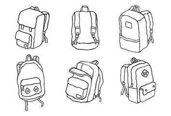 vector School backpack Street backpack Travel backpack illustration set