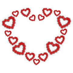 red heart on the white background. Colorful Valentine. Abstraction with colorful hearts. Postcard