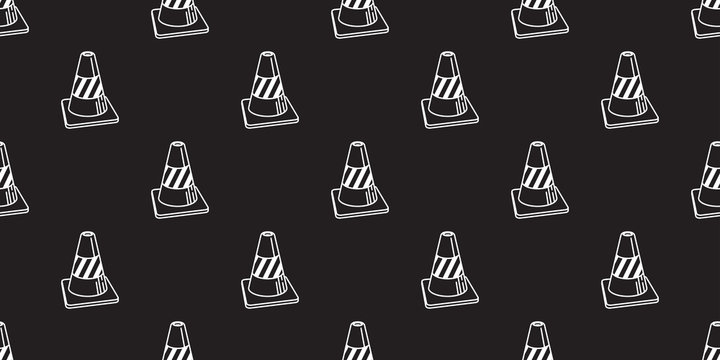 Traffic cones icon vector seamless pattern isolated wallpaper background illustration black
