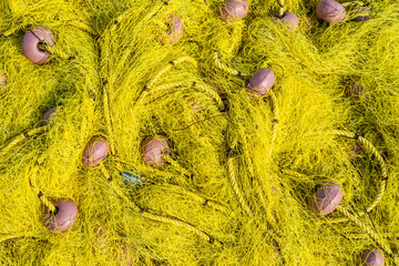 Background of fishing nets and floats