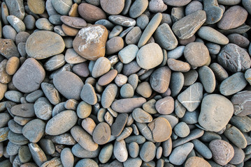 Beach stones background. Top view