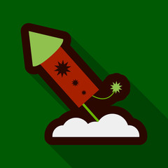 Flat Icon with shadow Firework Rocket