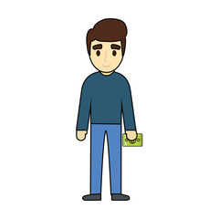 cartoon man and icon