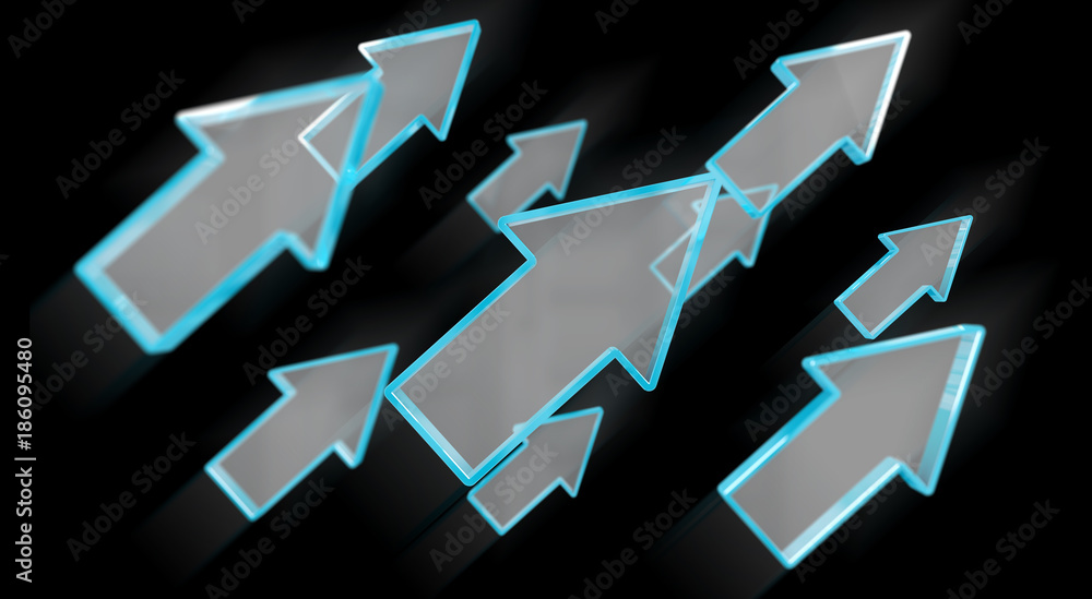 Poster Digital modern blue arrow 3D rendering
