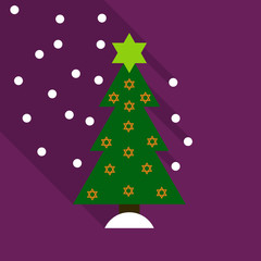 vector illustration of decorated Christmas tree with star