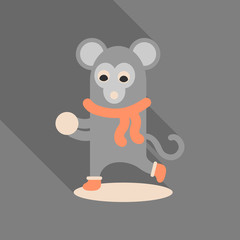 monkey play snowflakes christmas card