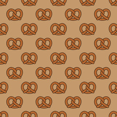 Pretzel cookie baked snack doodle vector seamless pattern isolated wallpaper background