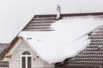 Snow on the roof of the house © schankz