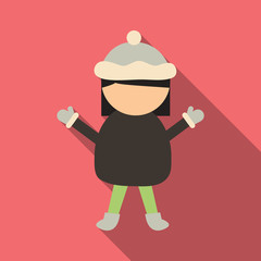 Vector Illustration of Little Girl wearing Winter Clothes