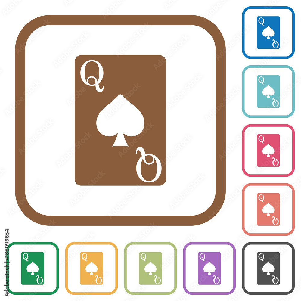 Sticker queen of spades card simple icons