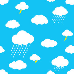 Rain cloud vector seamless pattern isolated wallpaper background blue