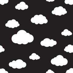 sky Cloud seamless pattern vector isolated wallpaper background black