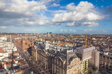 Fototapeta premium Damrak street from above, Amsterdam, Netherlands