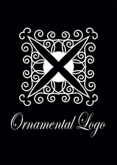 Vintage ornamental emblem. Luxury elegant ornament. Flourished logo. Element for brochures. Template for design. Vector illustration