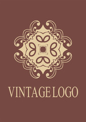 Vintage ornamental emblem. Luxury elegant ornament. Flourished logo. Element for brochures. Template for design. Vector illustration