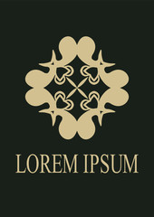 Vintage ornamental emblem. Luxury elegant ornament. Flourished logo. Element for brochures. Template for design. Vector illustration