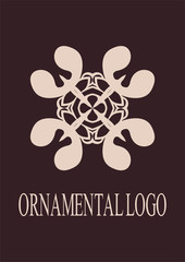 Retro ornamental logo. Flourished ornate emblem. Luxury elegant ornament. Vintage element. Template for design. Vector illustration