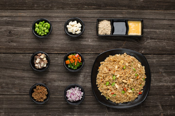 tasty japanese food on table