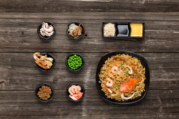 tasty japanese food on table