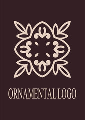 Retro ornamental logo. Flourished ornate emblem. Luxury elegant ornament. Vintage element. Template for design. Vector illustration