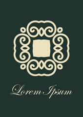 Retro ornamental logo. Flourished ornate emblem. Luxury elegant ornament. Vintage element. Template for design. Vector illustration