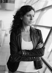 Indoor portrait of beautiful 40 years old woman