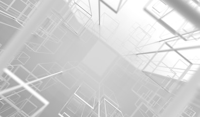 3D Rendering Of Abstract Glossy Cubes Frames Background With Soft Focus