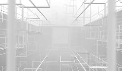 3D Rendering Of Abstract Glossy Cubes Frames Background With Soft Focus