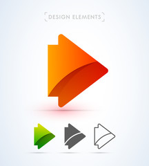 Vector abstract arrow icons. Material design, flat, line art style. Logo, application icon, map direction signs bundle