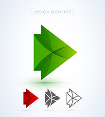 Vector abstract arrow icons. Material design, flat, line art style. Logo, application icon, map direction signs bundle