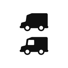Truck icons. Black vehicle symbol illustration on white background