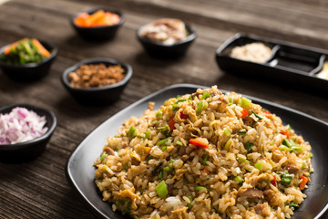 tasty japanese food on table
