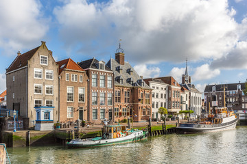 historical buildings on the Stadhuiskade, Maassluis, The Netherlands
